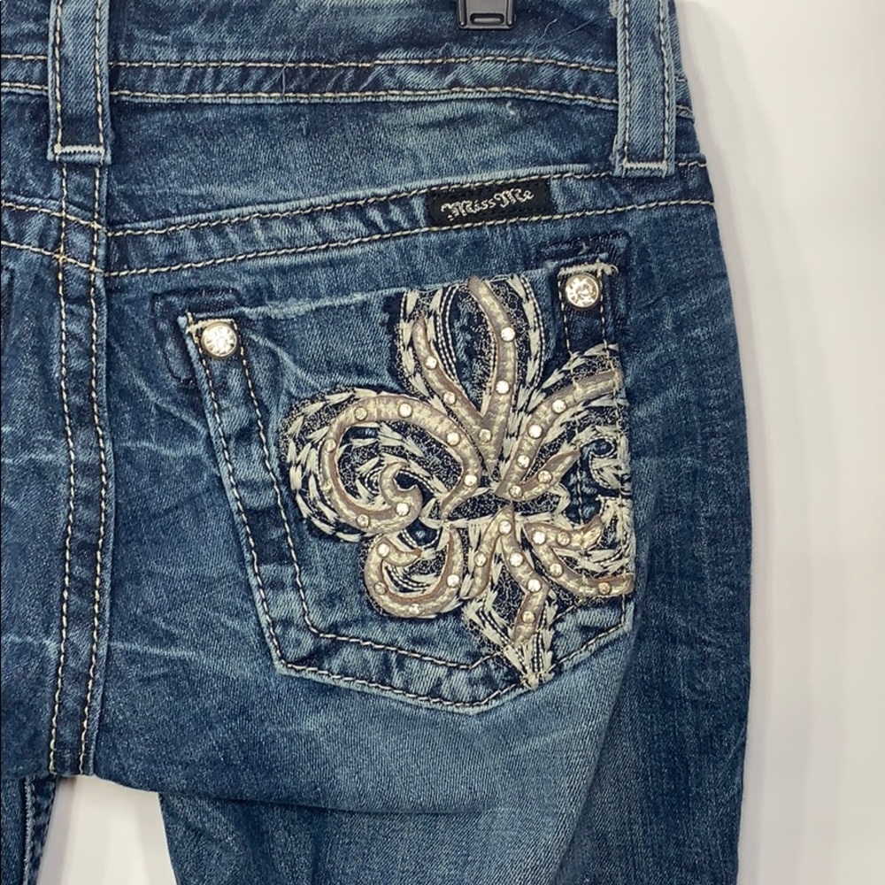 Miss Me Fleur De Lis Embellished Bootcut Denim